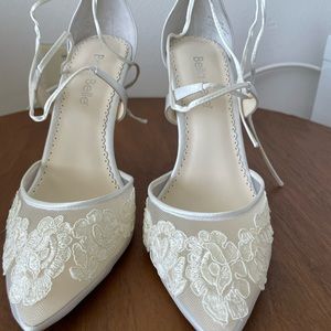 NEW- Bella Belle Silk Heels in Ivory